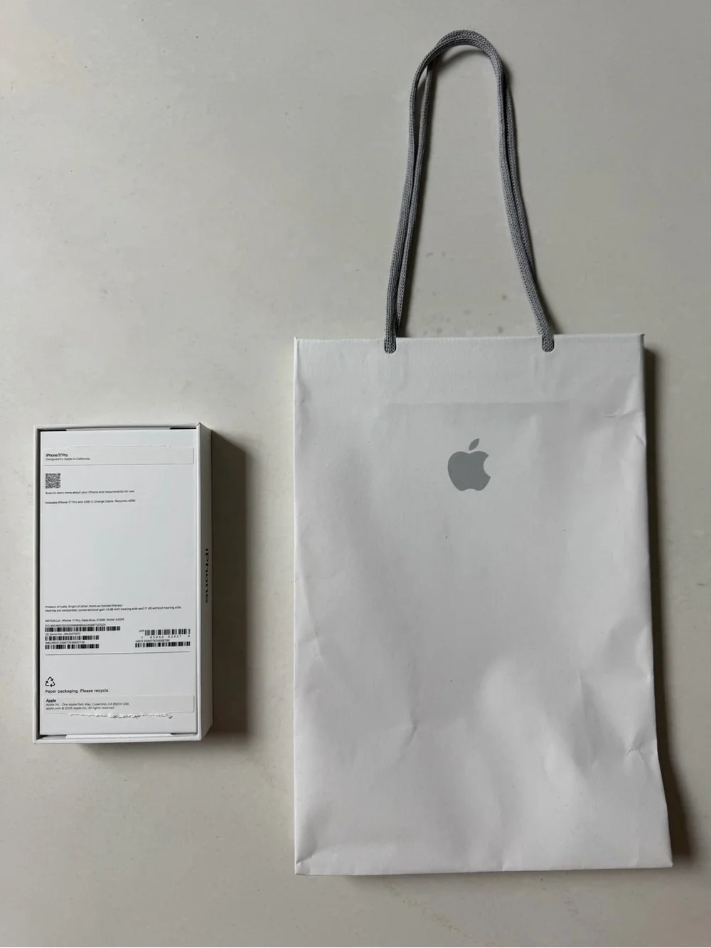 Apple iPhone 17 Pro Deep Blue Empty Box with Apple Shopping Bag